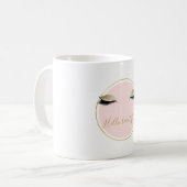Rosa Glitze schwarze Eyelasenjacke Kaffeetasse (Vorderseite Links)