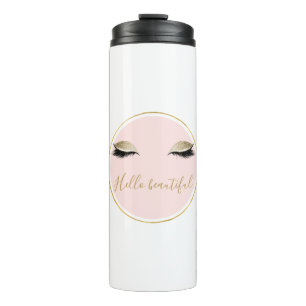 Rosa Glitze schwarze Eyelasenjacke Thermosbecher