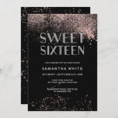 Rosa Glitzer 16 . Geburtstag Geburtstag Einladung (Vorne/Hinten)