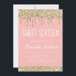 Rosa Glitzer 16 . Geburtstag Geburtstag Einladung<br><div class="desc">Blush Pink - Gold Funkelnd Tropfen Glitzer Sweet 16 Geburtstagsparty Einladung . Dies ist die perfekte 16 . Geburtstag zum Geburtstag Einladung für eine moderne Rose Gold und Blush Sparkle Pink Glitzer Sparkle Girly Geburtstagsparty. Bitte kontaktieren Sie den Designer,  um passende Sonderanfertigungen zu erhalten.</div>