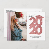 Rosa Glitzer 2020 Abschluss Ankündigung Postkarte (Vorne/Hinten)
