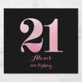 Rosa Glitzer 21. Geburtstag Party Bierflaschenetikett (Einzelnes Label)