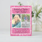 Rosa Glitzer 2 Fotos -3x5 Abschluss Ankündigung (Stehend Vorderseite)