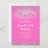Rosa Glitzer 30. Geburtstag Einladung (Vorderseite)