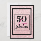 Rosa Glitzer 50 & fabelhafte Geburtstagsparty Einladung (Rückseite)