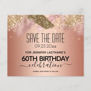 Rosa Glitzer 60. Geburtstag Save the Date Flyer