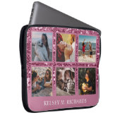 Rosa Glitzer 6 FotoCollage mit Name Laptopschutzhülle (Vorne Rechts)