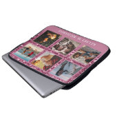 Rosa Glitzer 6 FotoCollage mit Name Laptopschutzhülle (Vorne Knopf)