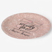 Rosa Glitzer`75. Geburtstag Papier Teller (Schrägansicht)