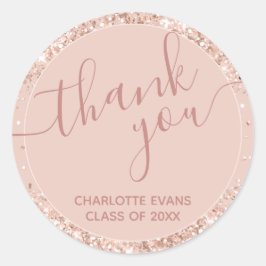 Rosa Glitzer Abschluss Danke, dass Sie den Rundauf Runder Aufkleber