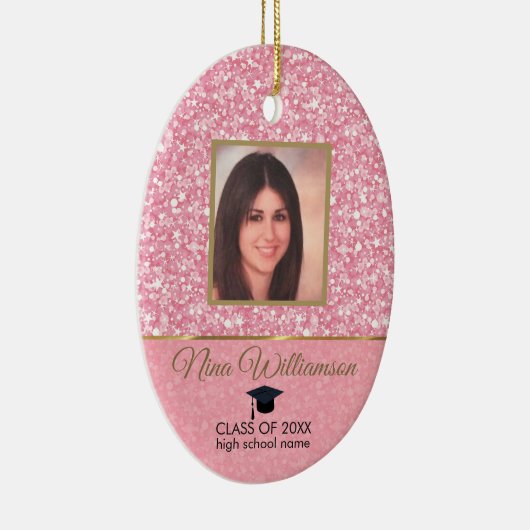 Rosa Glitzer-Abschluss Keramik Ornament (Rechts)