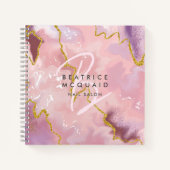 Rosa Glitzer Agate Monogram Business Notizblock (Vorderseite)