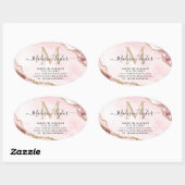 Rosa Glitzer Agate Monogram Business Ovaler Aufkleber (Blatt)