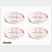 Rosa Glitzer Agate Monogram Business Ovaler Aufkleber (Blatt)