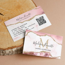 Rosa Glitzer Agate Monogram QR Code