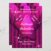 Rosa Glitzer-ähnliche Starparty-Einladungen Einladung (Vorne/Hinten)