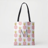 Rosa Glitzer Ananas Mit Monogramm Tasche (Vorderseite)