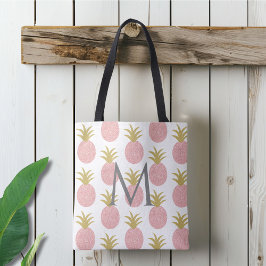 Rosa Glitzer Ananas Mit Monogramm Tasche