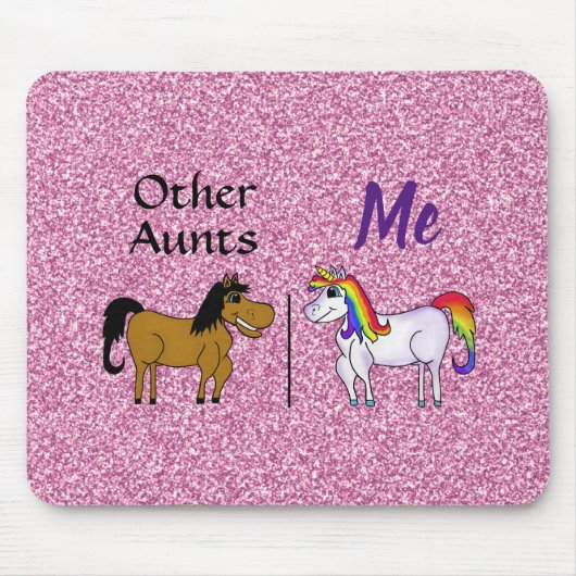 Rosa Glitzer Andere Tanten ich Einhorn Mousepad (Vorne)