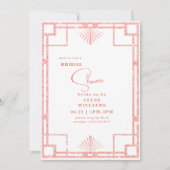 Rosa Glitzer Art Deco Briidal Dusche Einladung (Vorderseite)