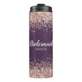 Rosa Glitzer auf Lila Bridesmaid-Namen Thermosbecher (Vorderseite)