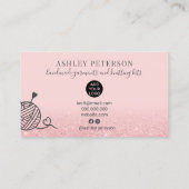 Rosa Glitzer aus Strickkronen handgefertigt Visitenkarte (Rückseite)