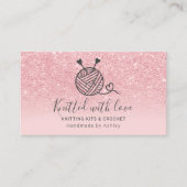 Rosa Glitzer aus Strickkronen handgefertigt Visitenkarte (Vorderseite)