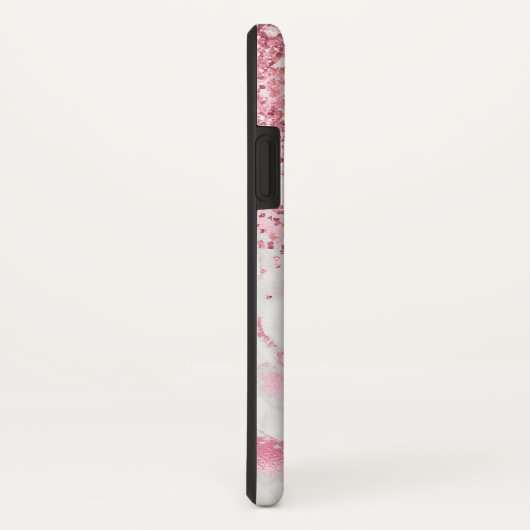 Rosa Glitzer aus weißem Marmor Case-Mate iPhone Hülle (Hinten/Rechts)