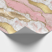 Rosa Glitzer aus weißem Marmor Geschenkpapier (Ecke)