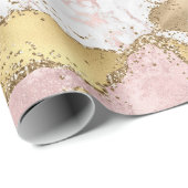 Rosa Glitzer aus weißem Marmor Geschenkpapier (Rolleneckpunkt)