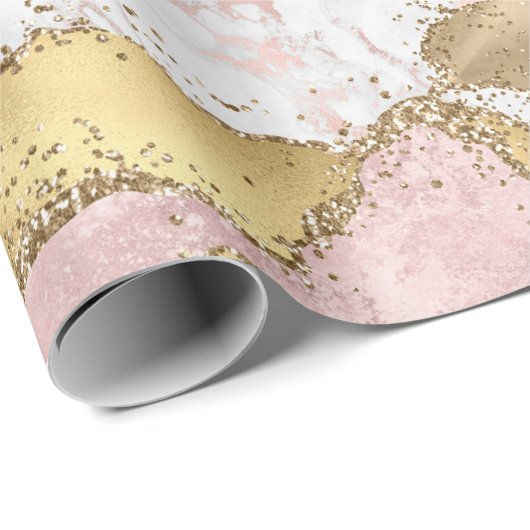 Rosa Glitzer aus weißem Marmor Geschenkpapier (Rolleneckpunkt)