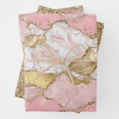 Rosa Glitzer aus weißem Marmor Geschenkpapier Set (Beispiel)