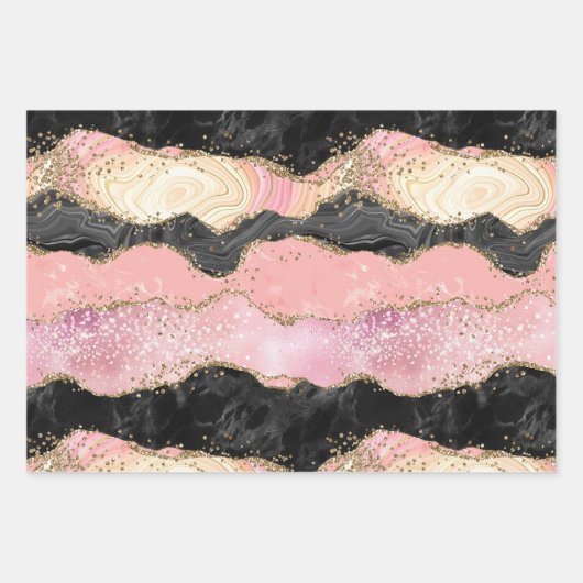 Rosa Glitzer aus weißem Marmor Geschenkpapier Set (Vorderseite 3)