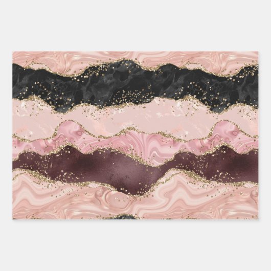 Rosa Glitzer aus weißem Marmor Geschenkpapier Set (Vorderseite 2)