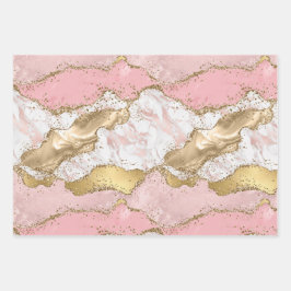 Rosa Glitzer aus weißem Marmor Geschenkpapier Set