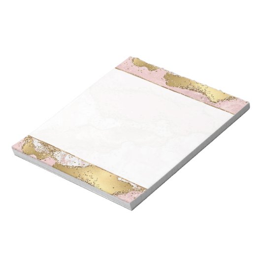 Rosa Glitzer aus weißem Marmor Notizblock (Rotiert)