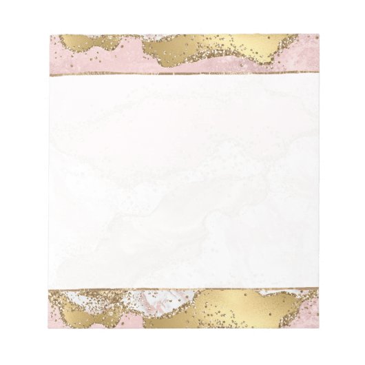 Rosa Glitzer aus weißem Marmor Notizblock (Vorderseite)