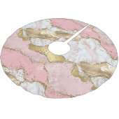 Rosa Glitzer aus weißem Marmor Polyester Weihnachtsbaumdecke (Schrägansicht)