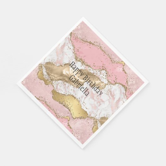 Rosa Glitzer aus weißem Marmor Serviette (Ecke)