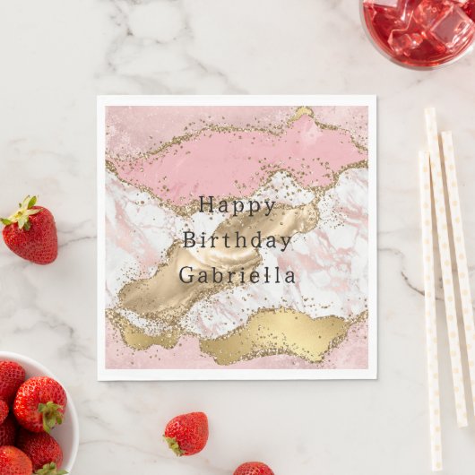 Rosa Glitzer aus weißem Marmor Serviette (Beispiel)