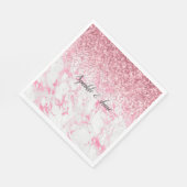 Rosa Glitzer aus weißem Marmor Serviette (Ecke)