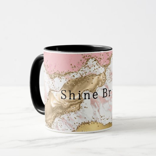 Rosa Glitzer aus weißem Marmor Tasse (Vorderseite Links)