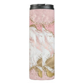 Rosa Glitzer aus weißem Marmor Thermosbecher (Rückseite)