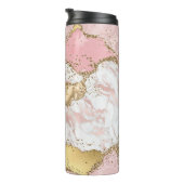 Rosa Glitzer aus weißem Marmor Thermosbecher (Nach rechts gedreht)