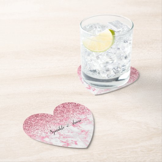 Rosa Glitzer aus weißem Marmor Untersetzer (Vor Ort)