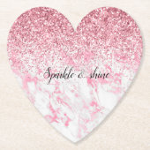 Rosa Glitzer aus weißem Marmor Untersetzer (Vorderseite)