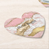 Rosa Glitzer aus weißem Marmor Untersetzer (angewinkelt)