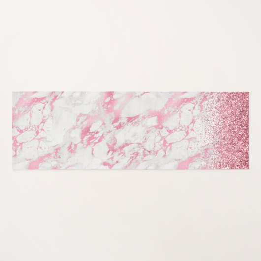Rosa Glitzer aus weißem Marmor Yogamatte (Vorderseite (Horizontal))