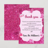 Rosa Glitzer Babydusche Dankeskarte (Vorne/Hinten)