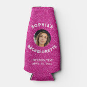 Rosa Glitzer Bacherolette Gastgeschenk Bridge Foto Flaschenkühler (Vorderseite)